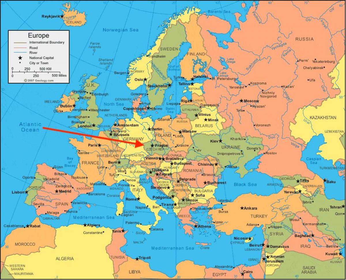 خريطة جمهورية التشيك في أوروبا